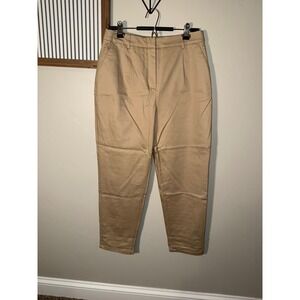 RW&CO Women Tan High-Rise Pleated Tapered Leg Pants Size 8 NWT
